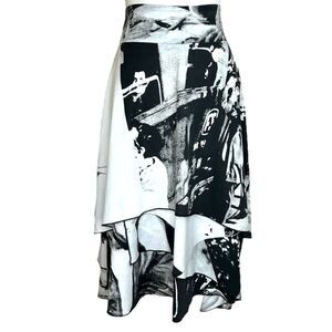 ART Ateliers Rare Toggery Italian Asymmetrical Tiered Photo Print Skirt Size 10